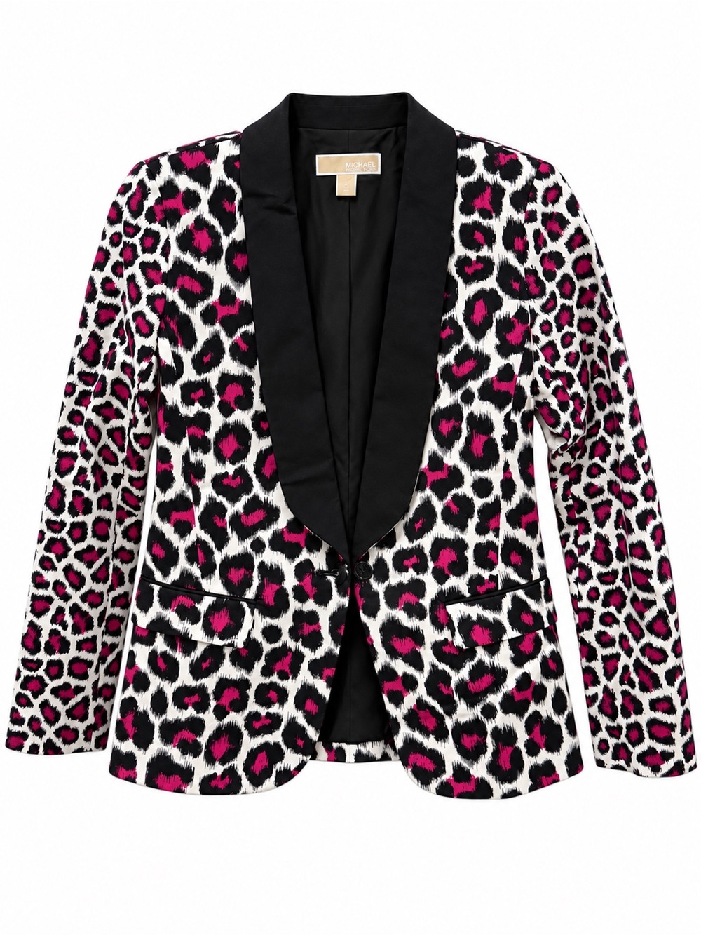 Michael Kors Pink and Black Leopard-Print Blazer